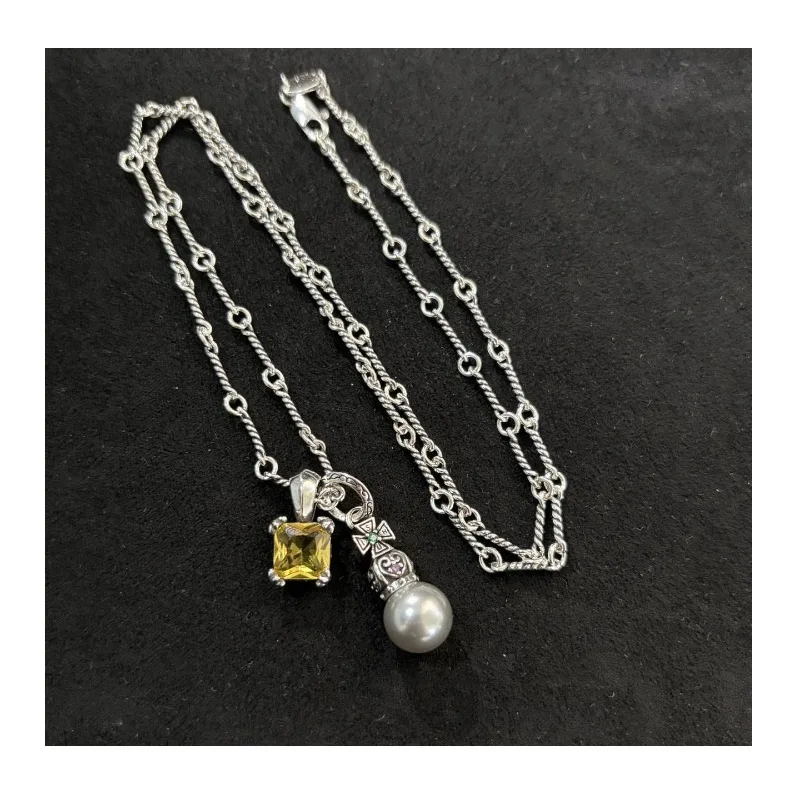

Bright Silver Light Luxury High Value Temperament Fashion Versatile Hipster Pearl Sugar Bamboo Chain Pendant Necklace
