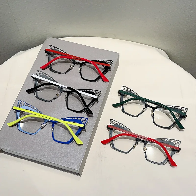 نظارات كبيرة الحجم بفيونكة مجوفة على شكل عين القطة مضادة للضوء الأزرق للنساء، ظلال إطار نظارات كمبيوتر شفافة على شكل فراشة من سبيكة عصرية جديدة #5