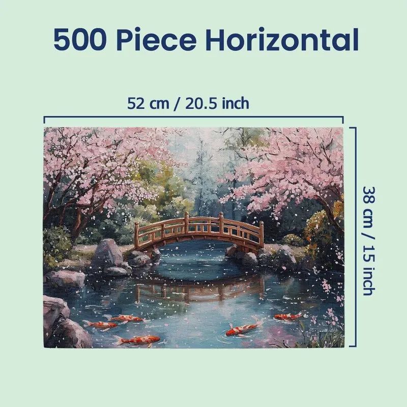 500 stuks puzzel voor volwassenen - kersenbloesembrug, koivijver, Japanse tuinpatroon puzzel