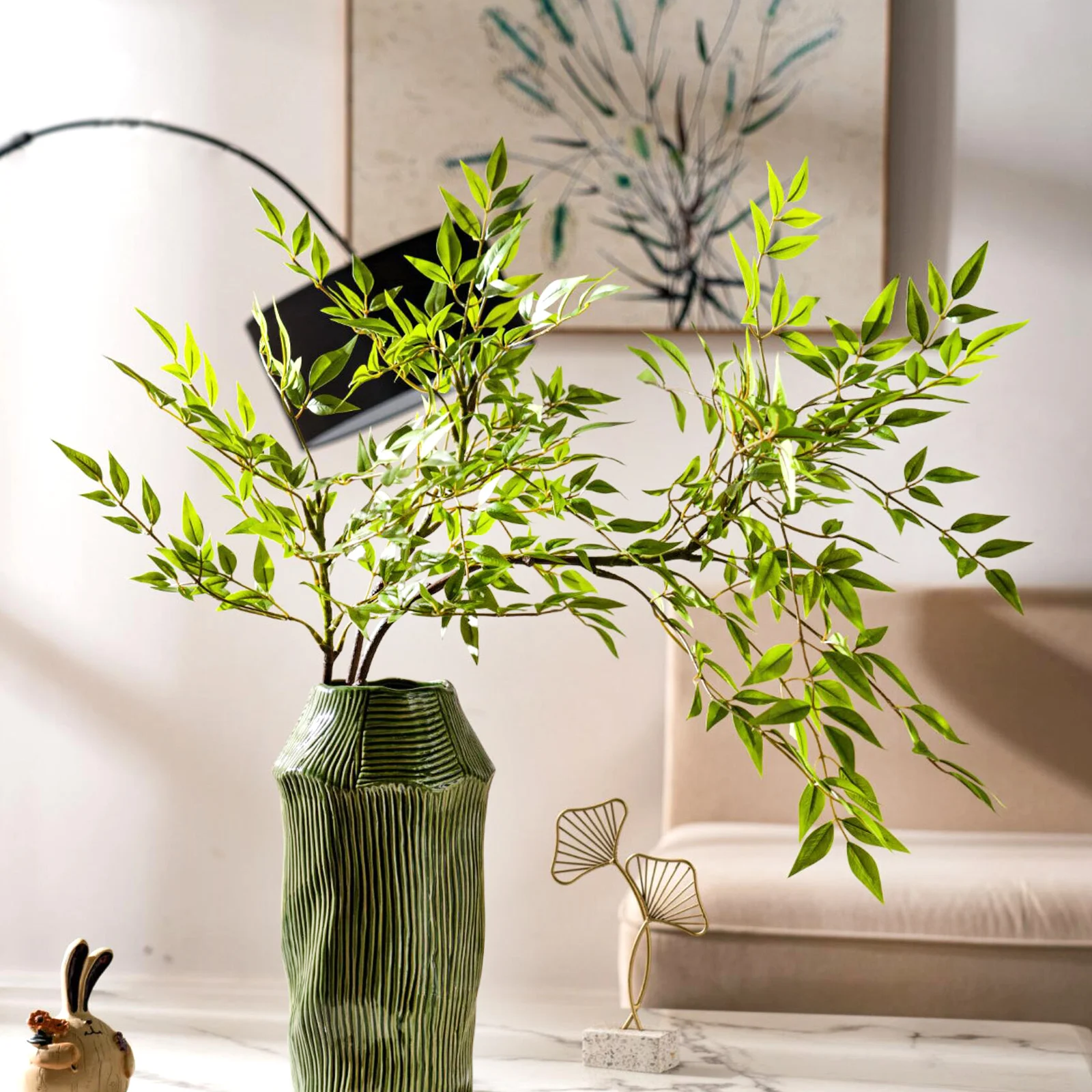 92-120cm (47.2 in) Artificial Banyan Tree False Sumac Autumn Leaves Ficus Plant Yellow Tall Palm Leaves Home Garden Decoration