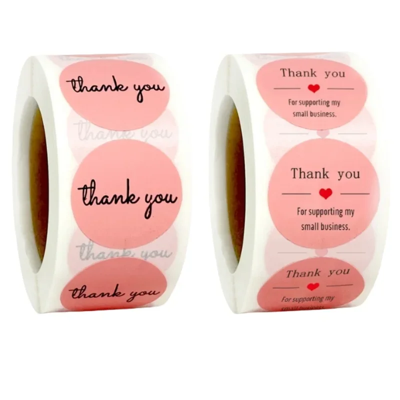 100-500PCS Valentines Day Heart Sticker Thank you Candy Bag Seal Sticker Scrapbooking Valentines Gift Box Label Decoration