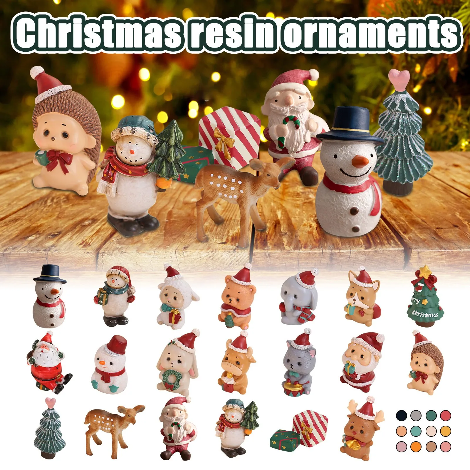 Christmas resin Doll ornaments Decor desktop Xmas reindeer snowman elderly scene decoration home crafts navidad home decor