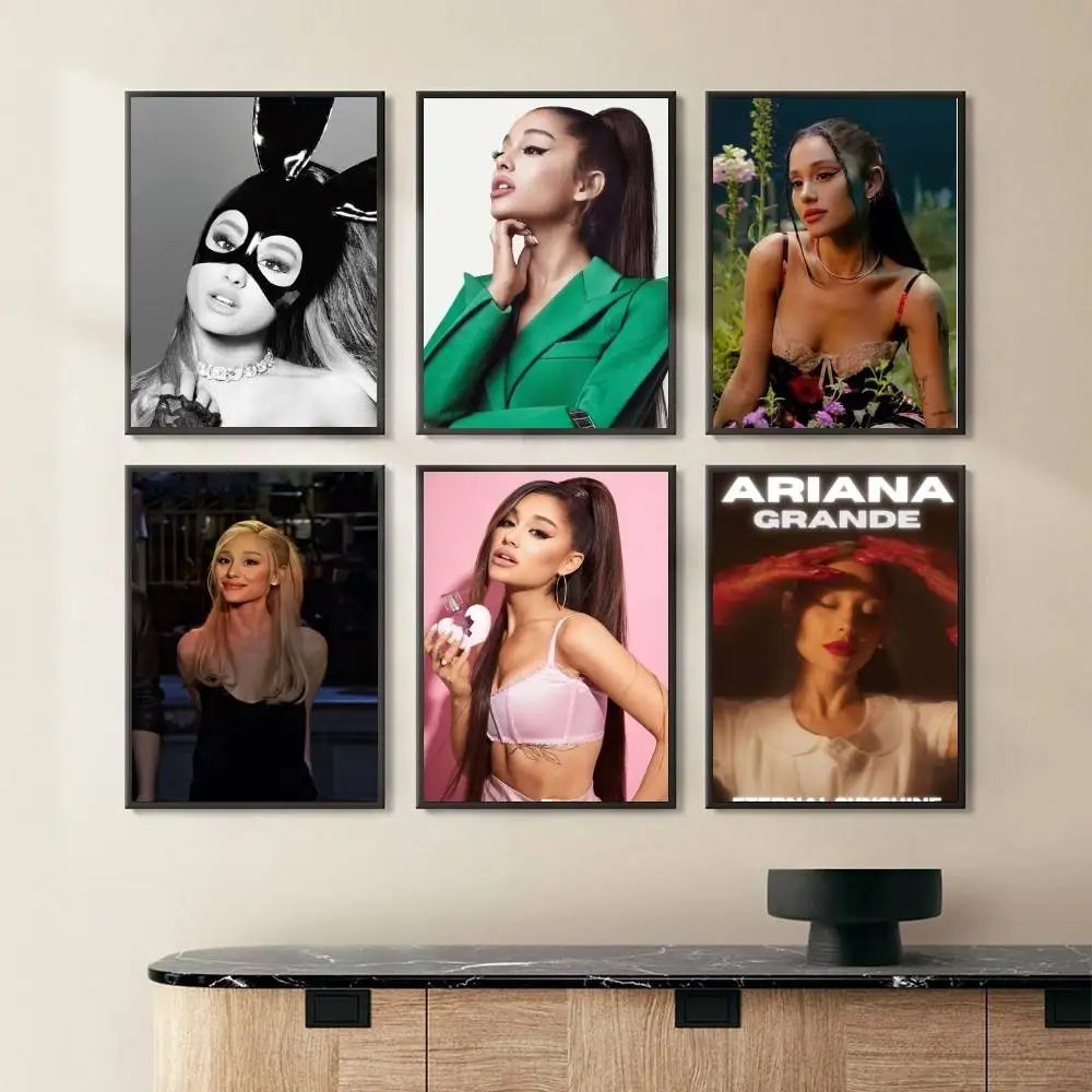 1pc American Pop Singer Ariana Grande Poster Wall Art Printing Waterproof Home Living Bed Room Bar Aesthetic Decor