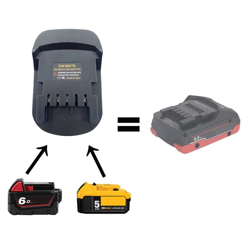 Battery Adapter Plastic DM18MTB For Dewalt/Milwaukee 18/20V Batteries Convert To For Metabo 18V Power Lithium Battery