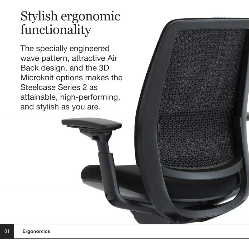 Steelcase Series 2 Office Chair - Ergonomic Work Chair with Wheels for Hard Flooring - with Back Support, Weight-Activated Adjus