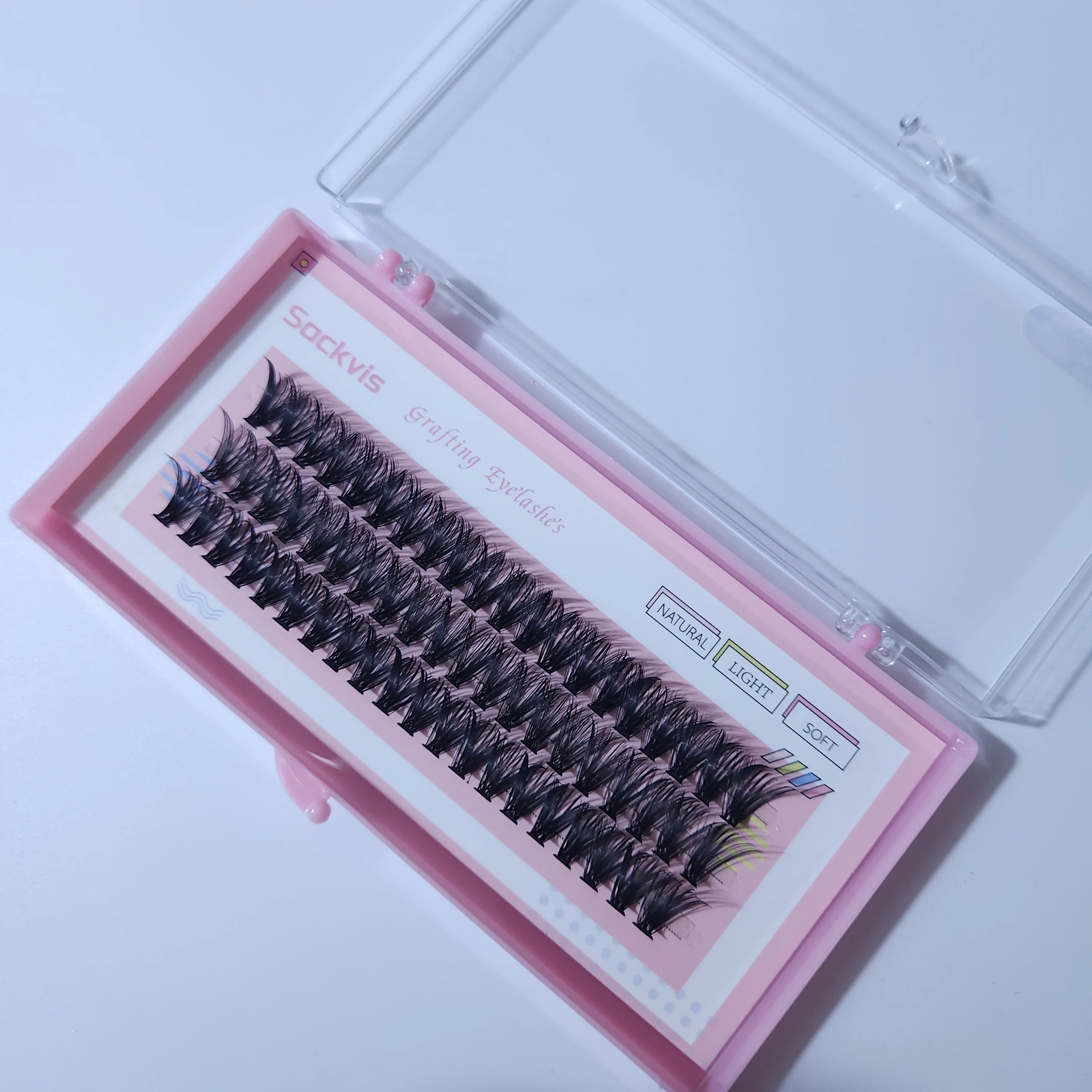 Sackvis 10 صناديق من 40D الرموش الصناعية الوردية 0.07 مم 9/10/11/12/13/14 مم مجموعات الرموش الطبيعية المختلطة #5