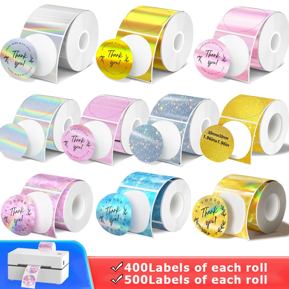 

MUNBYN/Nelko 2-дюймовая голографическая лазерная блестящая наклейка DIY печать этикетки логотип штрих-код для 241BT 246S D520