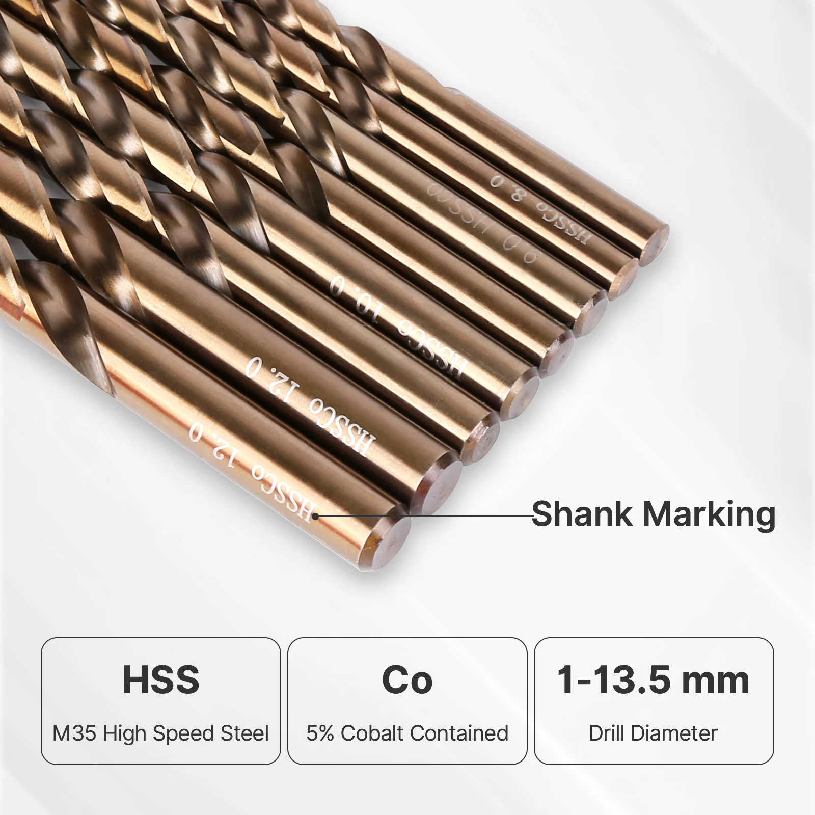 HSS M35 트위스트 드릴 비트 3.0-13mm 직선 샹크 홀쏘 스테인리스 스틸 알루미늄 철 목재 플라스틱 금속 드릴용