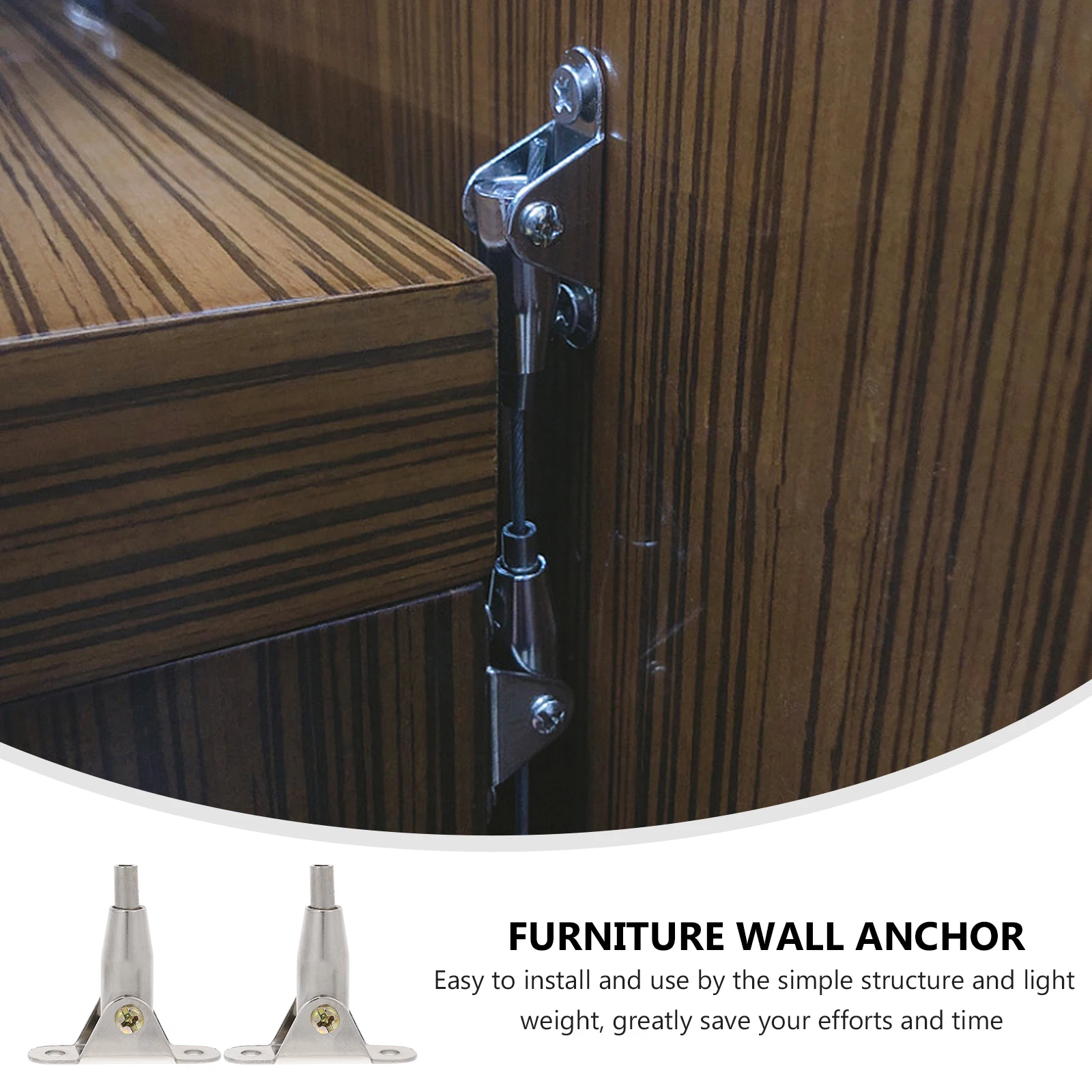

2 Sets Furniture Wall Anchors Anti Tip Kit Bookcase Cabinet Straps Safe Durable Iron Material Childproof Security