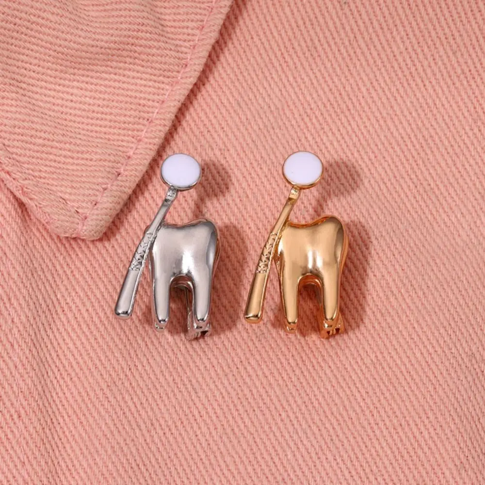 Geometric Tooth Shape Brooch Cartoon Zinc Alloy Korean Style Dentist Nurse Enamel Pins Pin Backpack Badge Jewelry Gift