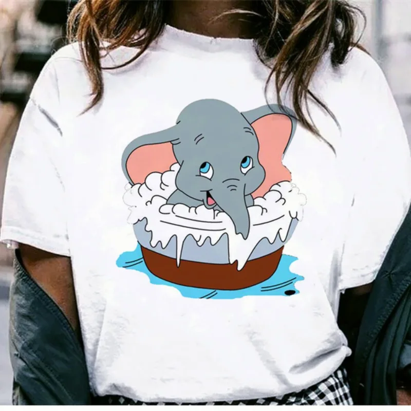 Elephant Dumbo Cartoon Cute Elephant Parent-child Loose Short-sleeved T-shirt Women\'s Summer Casual Cotton Plus Size T-shirt