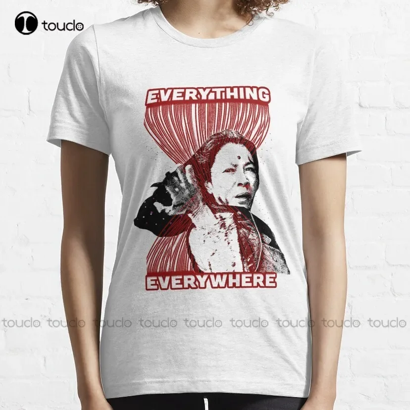 كل شيء في كل مكان في وقت واحد، فيلم 2022 أفضل تي شيرت كلاسيكي قمصان قطنية للرجال تي شيرت جرافيك كبير الحجم 100% قطن