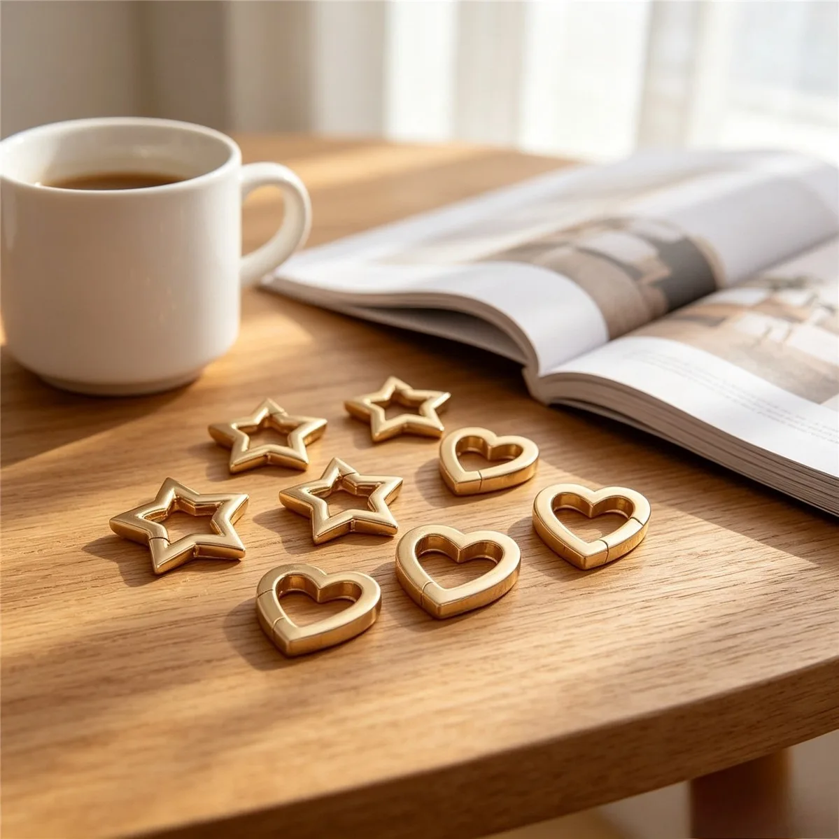 Brass 14K Gold Plated Heart Star Universal Spring Snap Bail Clasp DIY Necklace Pendant Jewelry Connector Accessories