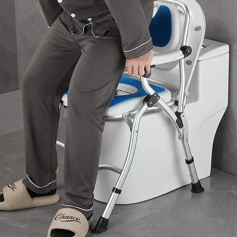 Commode Toilet for Elderly with Backres Folding Bathroom Chairs for Safety Non-Slip Locking Ideal for Senior Citizen Pregnant