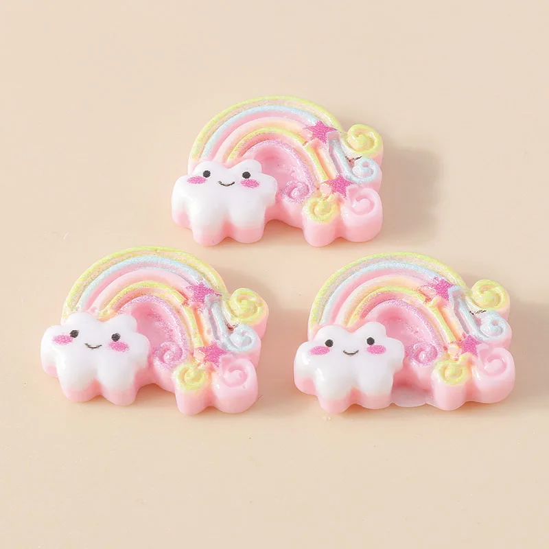15Pcs Kawaii Regenbogen Charme Harz Flatback Cabochon Scrapbooking DIY Armband Ohrring Charms Hairbow Dekoration Zubehör – Detail 6