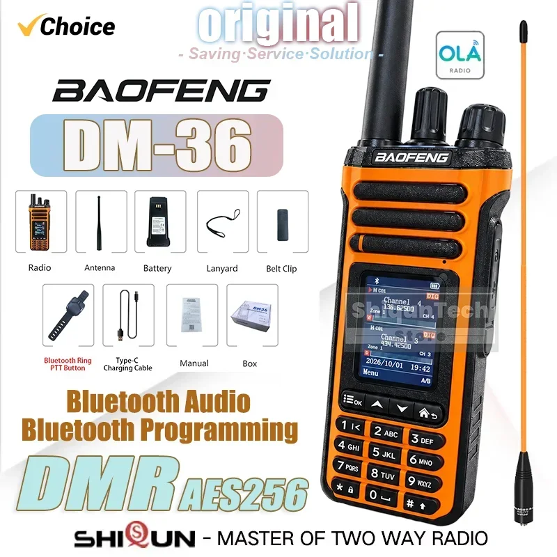 DM-36 BAOFENG DMR Walkie Talkie Bluetooth Audio Programming Dual Band Dual Time Slot AES256 Encryption Upgraded DM-32 Ham Radios
