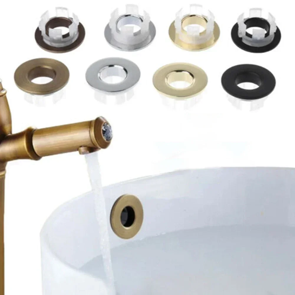 

Replacement Brass Made Bathroom Basin Faucet Sink Overflow Cover Black Silver Gold Vintage Bronze With Six-feet Ring Insert