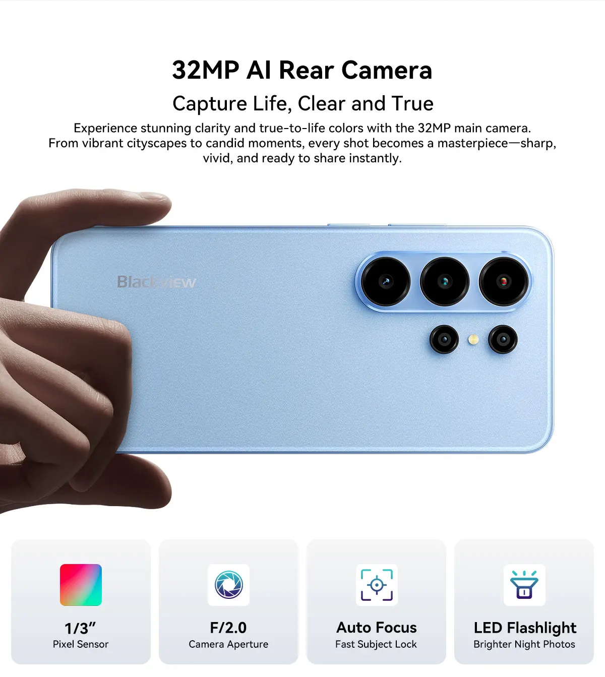 Blackview WAVE 10 Smartphone 6.88 HD+ 120Hz IPS Display Octa-Core 8GB 256GB 32Mp Camera 5000mAh 3 Card Slot Android 16 Cellphone