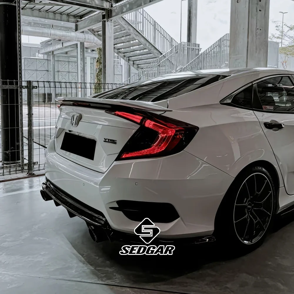 For 2016--2021 Honda Civic FK7 GEN 10 RS No LED Lights Style High Quality ABS Plastic Unpainted Spoiler Trunk Boot Wing Spoiler