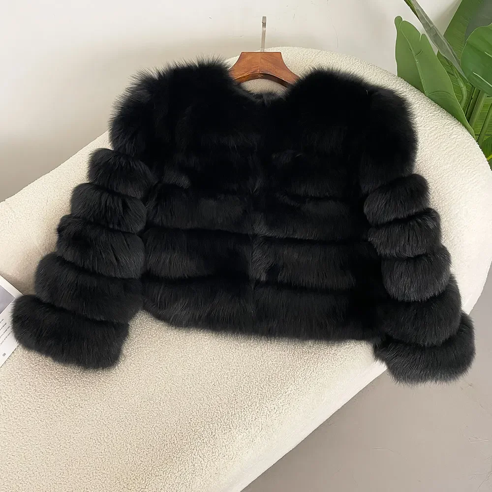 Fur Coat Real Fox Fur Coat Winter Jacket Women Natural Fox Fur 2024 Raccoon Fur Jacket Outerwear O-neck Thick Warm Luxury Female