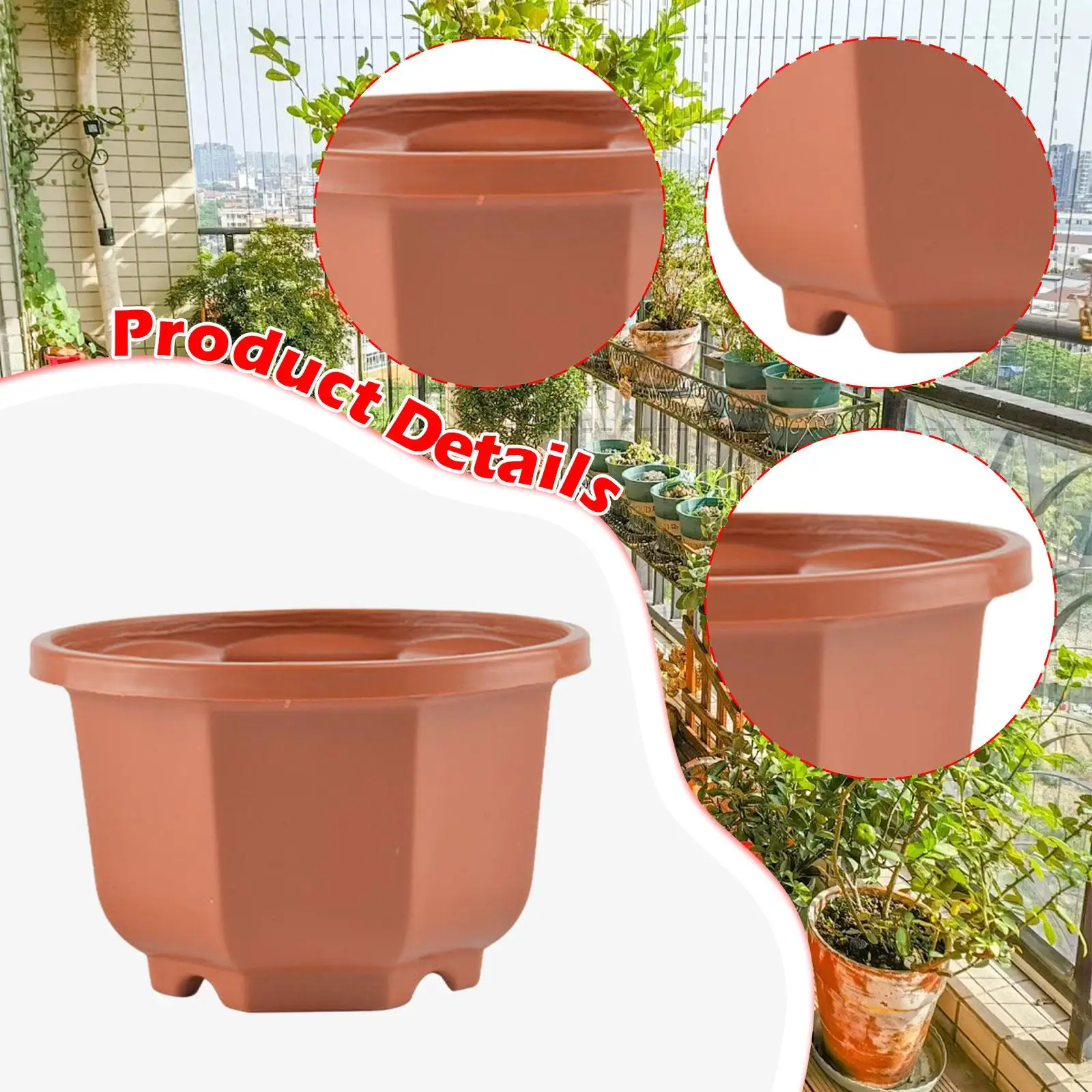 20x Flower Pots Modern Containers with Drain Holes for Shelf Balcony Desktop