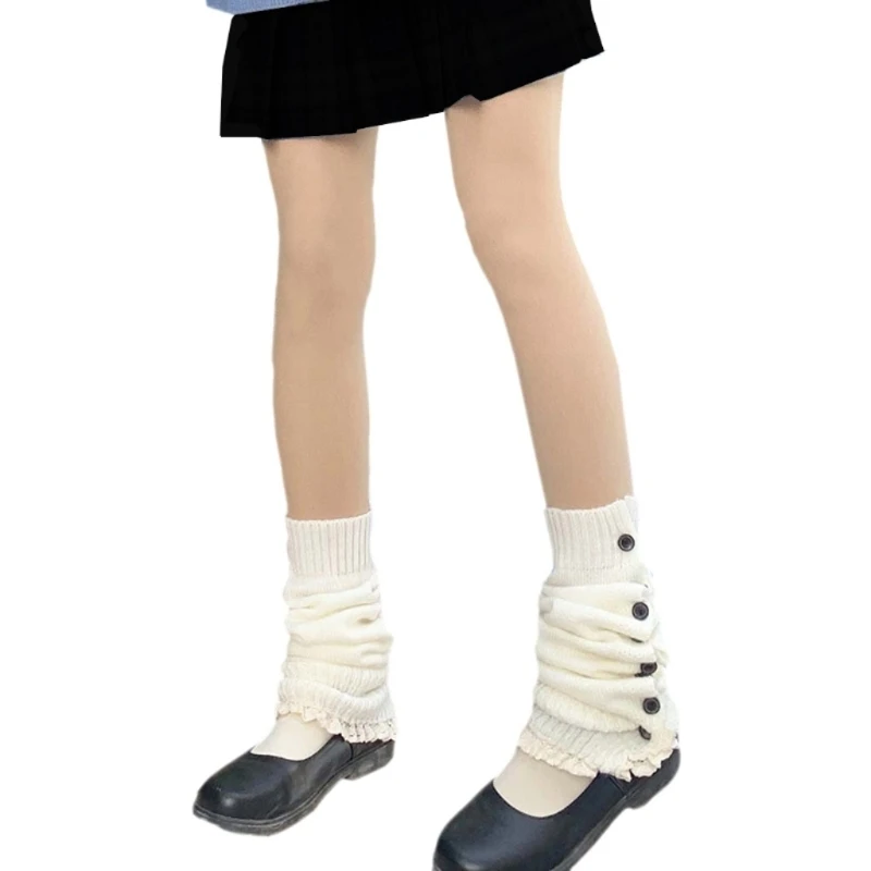 Japanese Sweet Girls Cable Knit Leg Warmers Women Plush Ball Bowknot Boot Socks Knee High Stockings