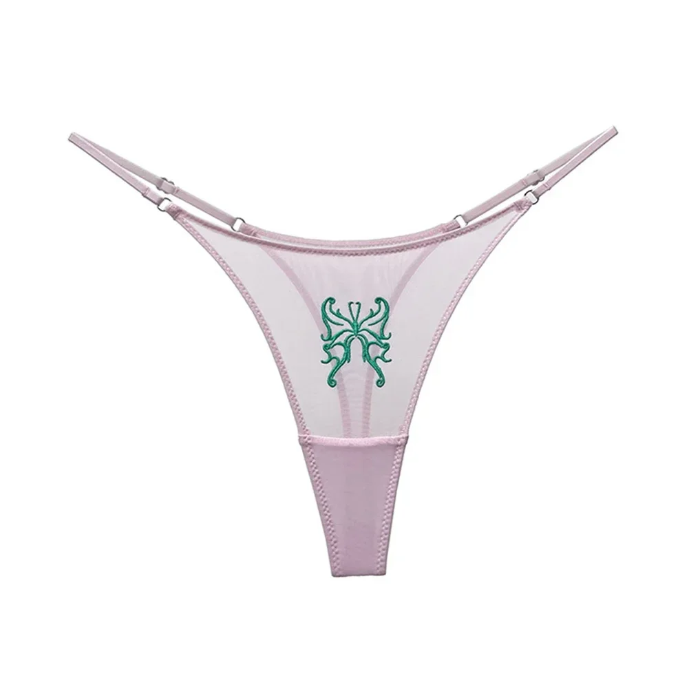 Women's G-String Thongs Low Waist Seamless Hollow Out High Cut Panties T-Back Underwear Mesh Transparent Lingerie Knicker