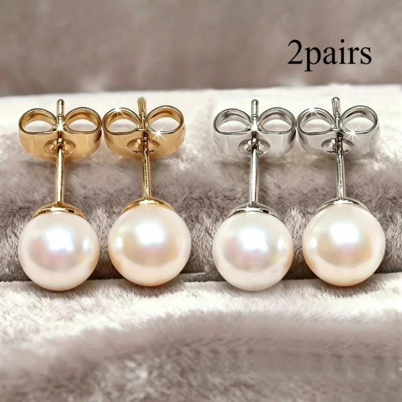 White Spherical Earrings for Women Stainless Steel Anti-Allergy Elegant and Simple  Everyday Versatile  Four Seasons Accessories