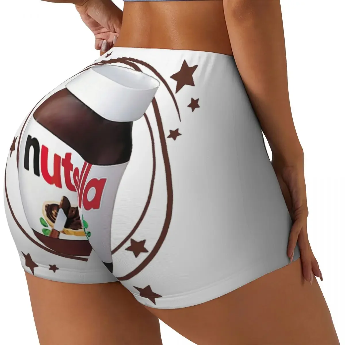 Shorts de motociclista de vôlei de ginástica Nutella Swirls personalizados para mulheres, shorts de ioga para treino