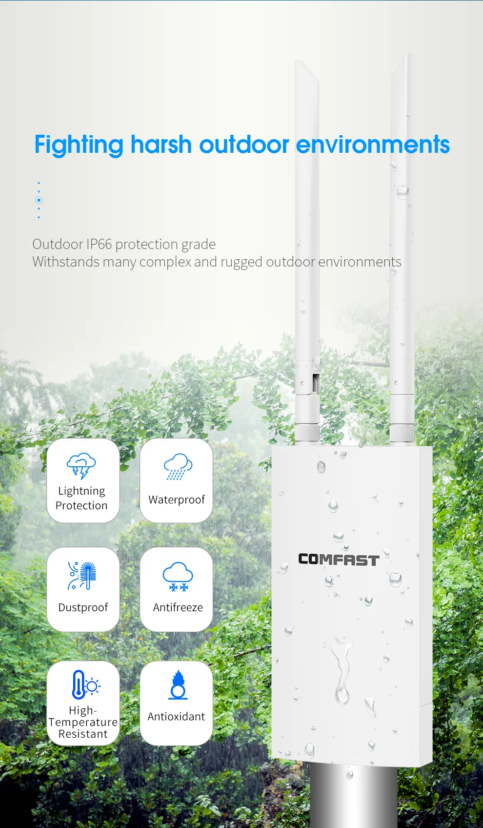 Comfast 300Mbps Outdoor WiFi Router Long Range Extender Wireless Access Point Antena 2.4G Wifi Repeater Signal Booster 48V POE