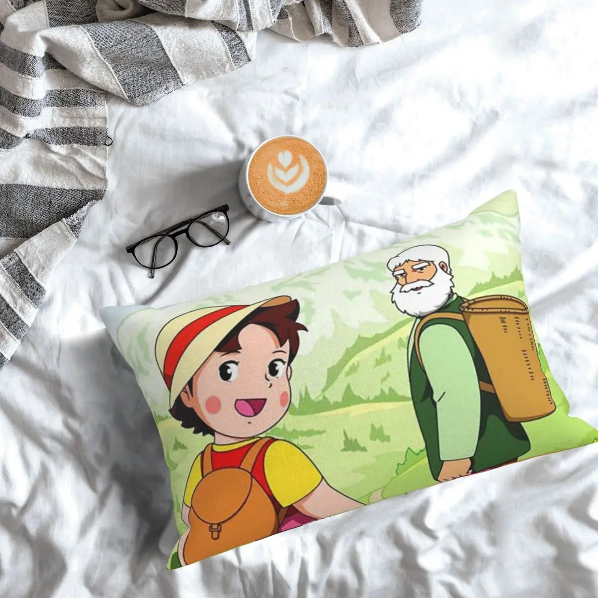 Anime Heidi Girl Of The Alps Peter Grandpa Rectangle Pillowcase Cushion Cover Decorative Bedroom Bed Home Comfort Throw Pillow