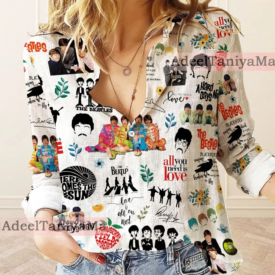 

2024 Women's Shirt Street Collar Long Sleeved Women's Shirt Cartoon Print Fashion Casual Top Elegant Loose Lapel Shirts