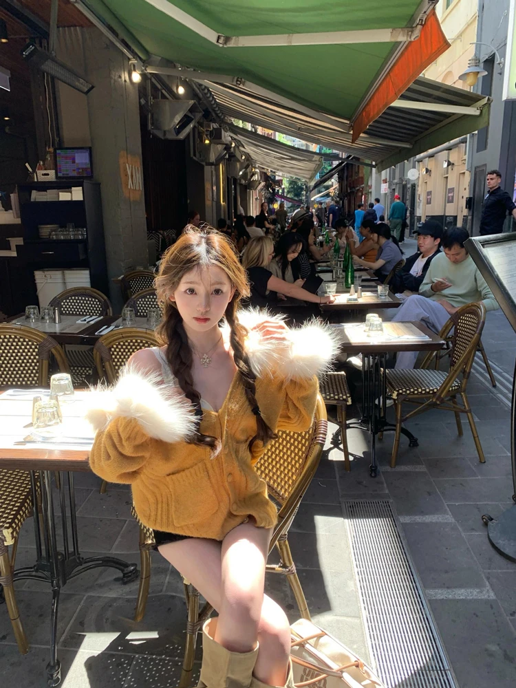 

Свитера Джемперы Кардиганы Женские укороченные Y2K Текстурированный трикотаж Контрастная спинка Свободный крой Выпускного дня Fair Isle Повседневные удобные Ins