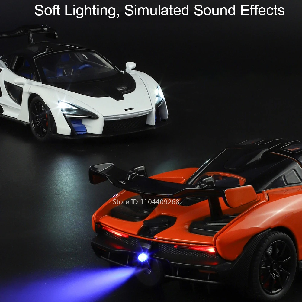 1:24 세나 레불토 스포츠카 모델 장난감 휠 스티어링 풀백 음악 라이트 합금 스프레이 슈퍼카 모델 소년 취미 선물