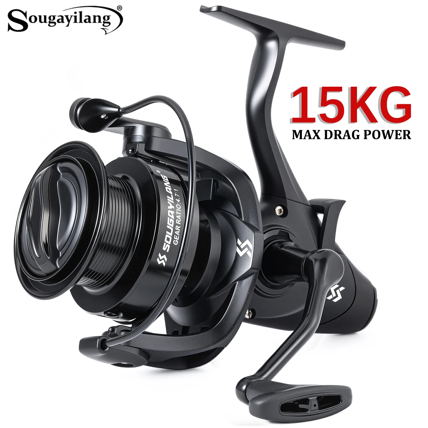 Sougayilang Spinnrolle, Übersetzungsverhältnis 4,7:1, leichte Angelrolle mit Kohlefasergehäuse, maximale Zugkraft 15 kg, Süßwasser- und Salzwasserangeln