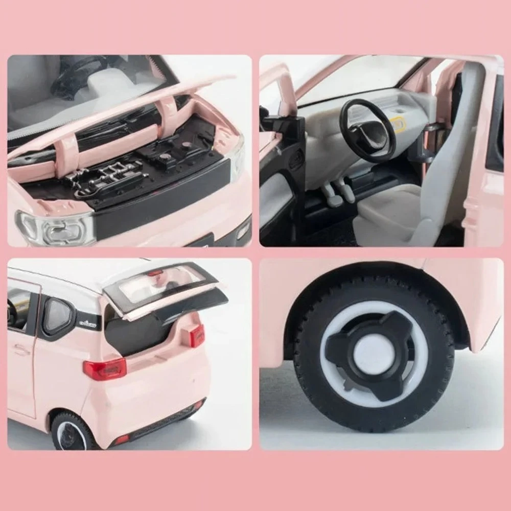 1:24 Schaal WULING MINIEV Speelgoed Modellen Auto's Met Licht En Geluid Rubberen Banden Voertuigen Wiel Trek Auto Speelgoed Peuter Kinderen Geschenken