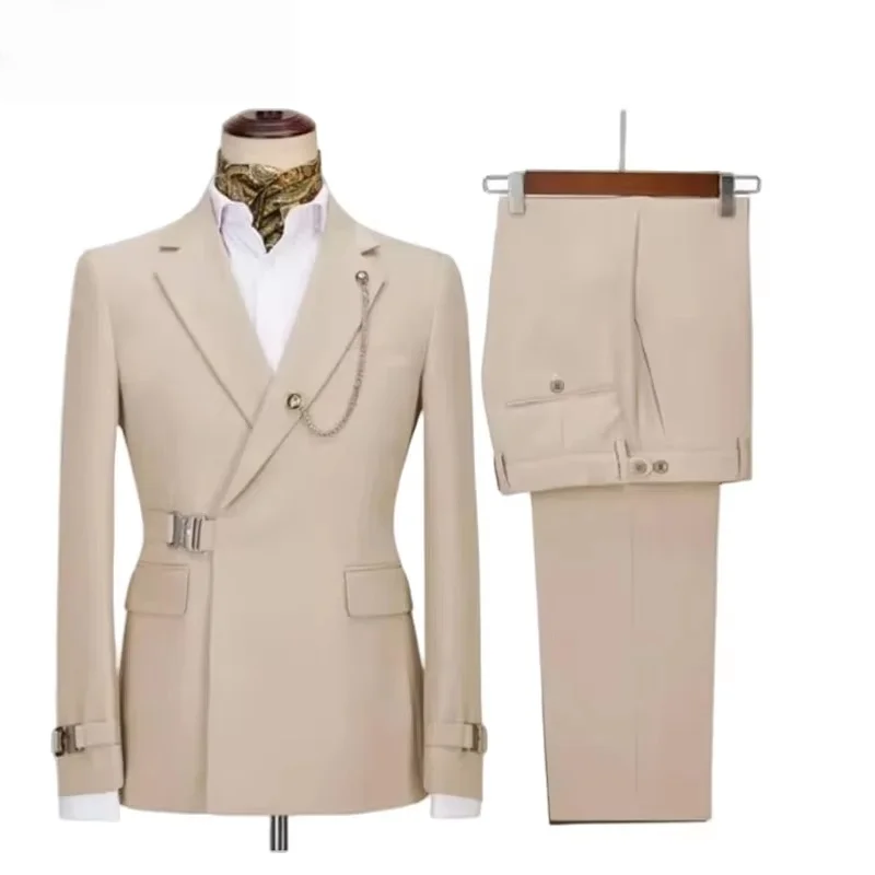 

"Men's Slim Fit Notch Lapel Suit Set (Jacket+Pants) - Wedding Groom Attire/Business Formal Suits/Wrinkle-Resistant Fabric