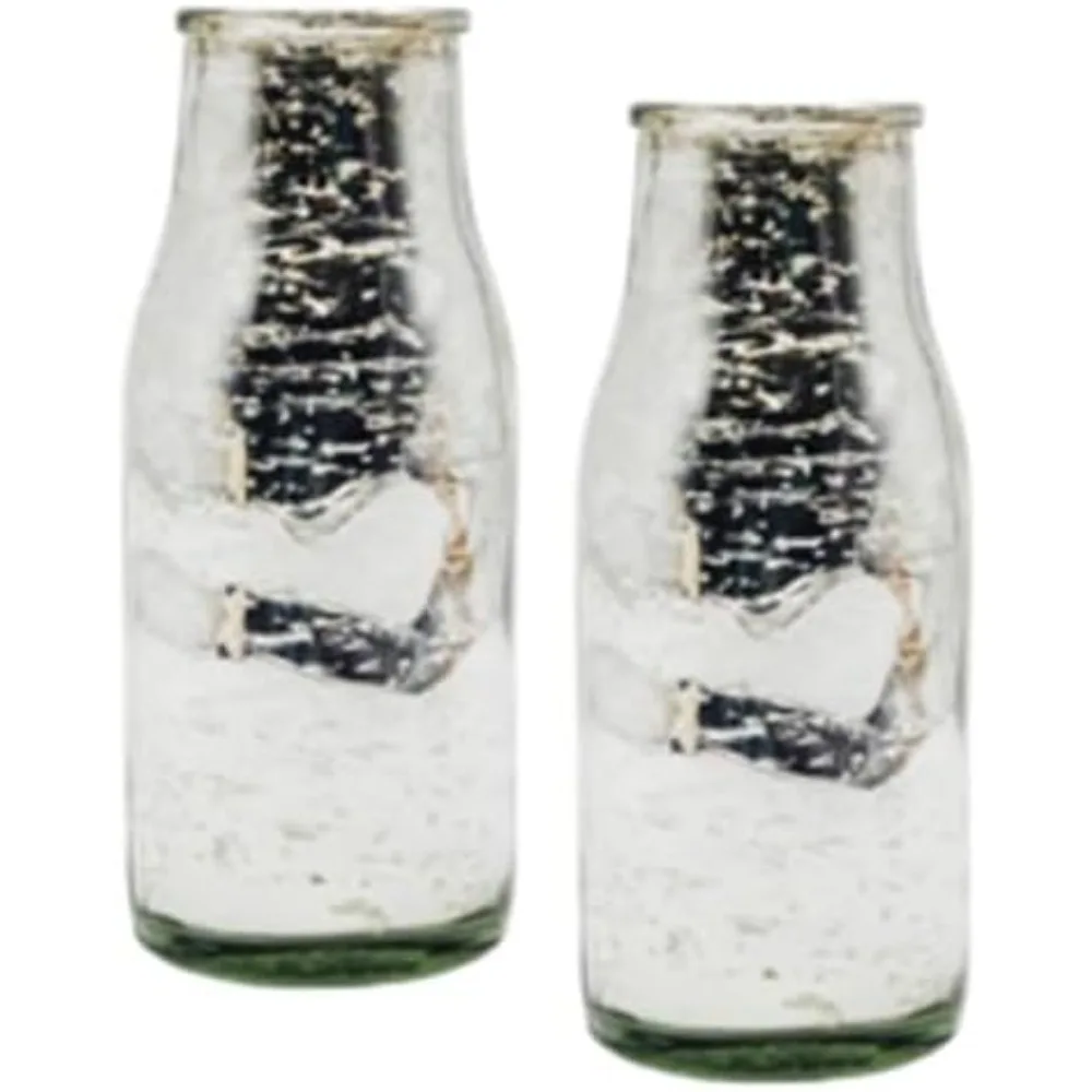 

2-piece set, glass bottle, 5.5 high. Flower arrangement for weddings, vases, parties, and home decor