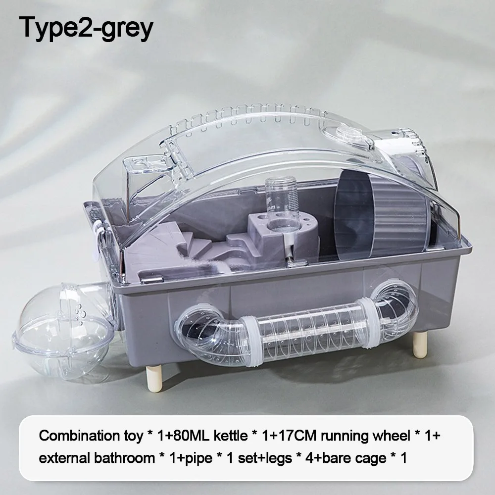 

Useful Large Hamster Cage Ventilation Easy Clean Gerbils Habitat House with Wheel Transparent Small Animal Cage Small Pets