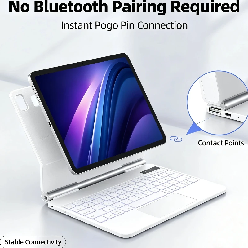 Smart Connection Pogo Pin Tablet Keyboard Case Trackpad for iPad Pro11 iPad Air 6 11 iPad Air 11 M3 iPad Air4 Air5 10.9 Teclado