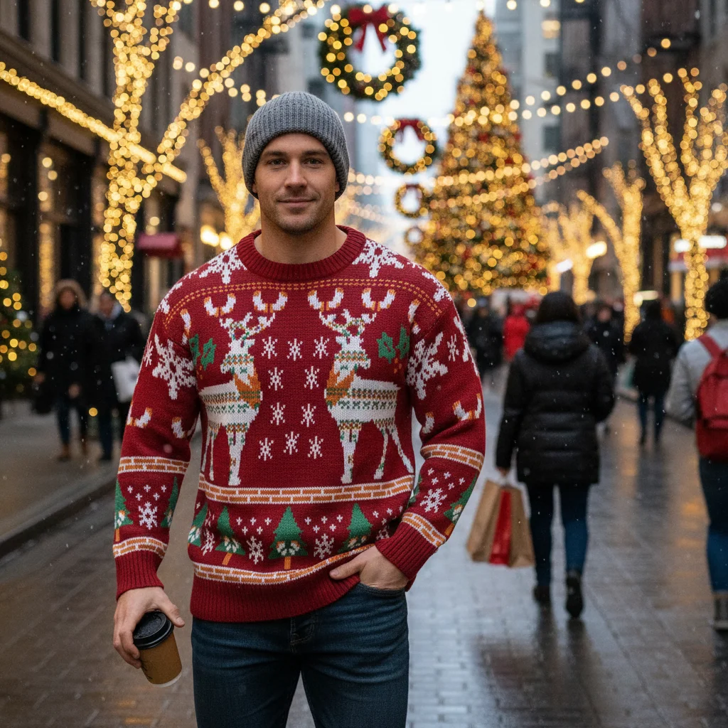 秋冬メンズクリスマスセーター男性 O ネック暖かいカシミヤニットプルオーバーカップルのニットウェアホリデーセーター服