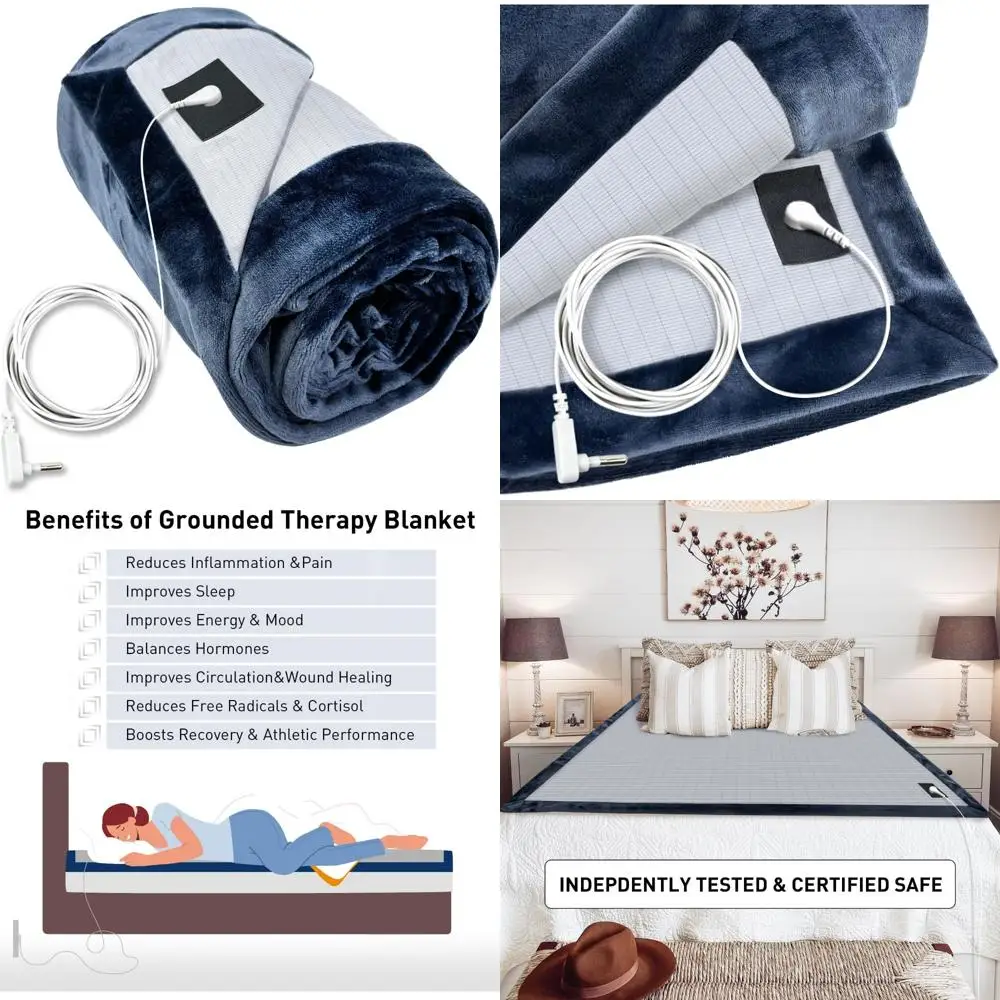 

Проводящее заземляющее одеяло из серебряного волокна для улучшения сна, облегчения боли и терапии сна