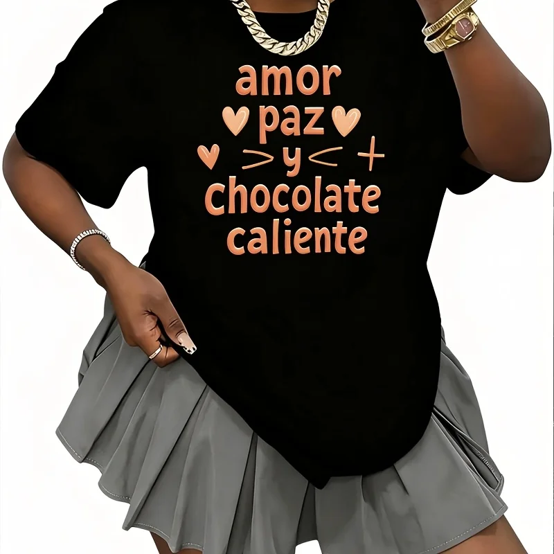 Chocolate Life Print Women's 100% Cotton T-Shirt Short Sleeve Top Casual Round Neck Fun Print Tee S-5Xl