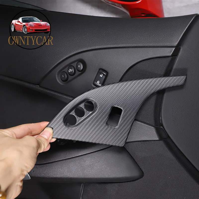 

Real Carbon Fiber For Chevrolet Corvette C6 2005-2013 Car Child Lock Panel Cover Sticker Car Interior Accessories