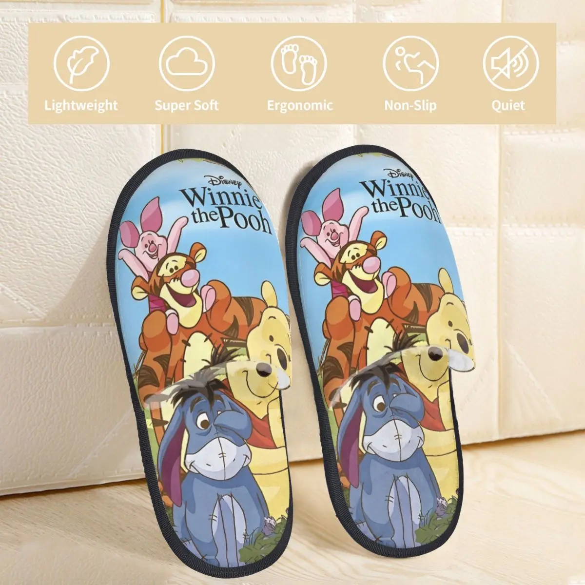 Winter House Cotton Slippers Winnie The Pooh And Friends Piglet Tigger Household Fur Slippers Slides Cozy Anti-skid Slides