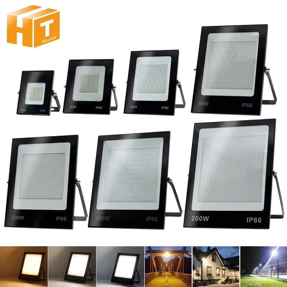 

LED Flood Light AC220V 50W 100W 150W 200W Black Shell IP66 Waterproof LED Spotlight Garden Street Gate Wall Floodlights
