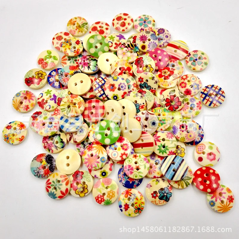 Fabrikant groothandel 15 mm kleur gemengde knoppen, Europese en Amerikaanse rasterknoppen DIY kledingaccessoires decoratieve knoppen