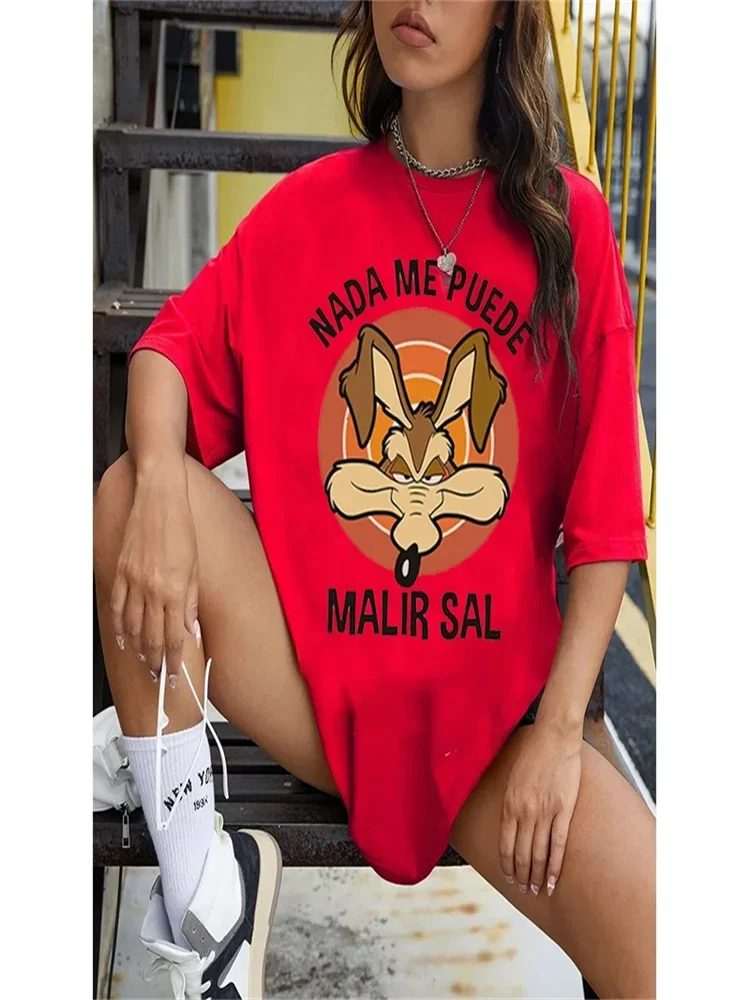 Wile e Coyote t-shirts women Y2K manga streetwear top female manga clothes