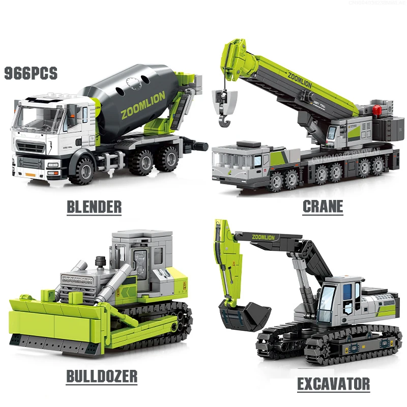 

City Technical Engineering Vehicle Construction Building Blocks Excavator Bulldozer Crane Dump Truck Bricks DIY Child Toys Gifts