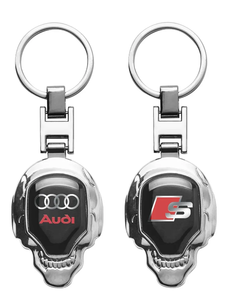 1PCS Porte-clés de voiture en forme de crâne 3D, pendentif, anneau de porte-clés, accessoires pour Audi Sline A1 A2 A3 A4 A4L P 8V 8L RS RS3 RS4 RS5 RS6 S1